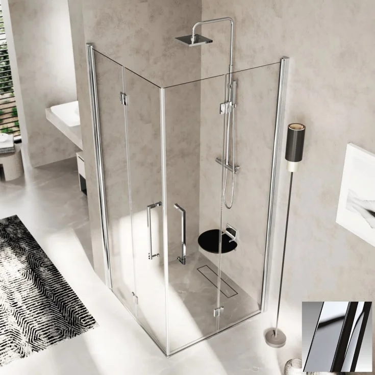 Novellini Young 2.0 2GS foldedør høyre, 57-59 cm, klart glass, krom profil | Y22GS57LD-1K