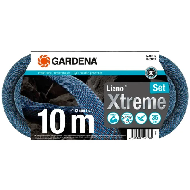 Gardena Liano Xtreme hageslange, tekstil, trykkbestandig 35 bar, 13 mm, 10 m, sett | 18460-20