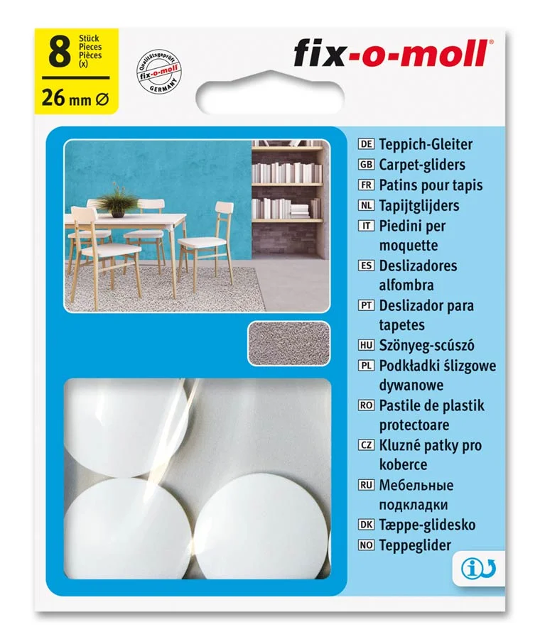 Teppeglider ø30mm hvit 8stk v:5889739 Teppeglider ø30mm hvit 8stk v:5889739