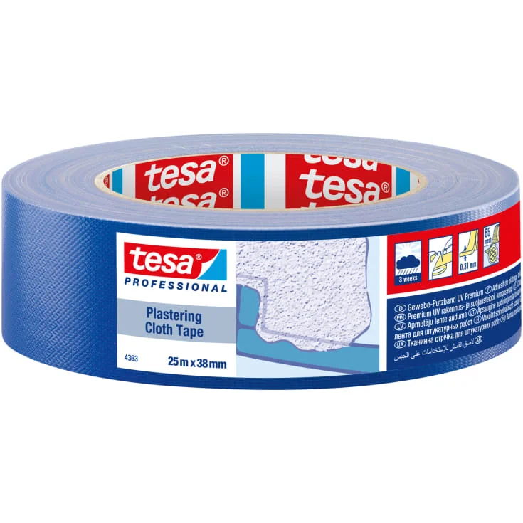 6 stk Tesa 4363 lerretstape, blå, 38 mm, 25 meter | 04363-00003-02 6 stk Tesa 4363 lerretstape, blå, 38 mm, 25 meter | 04363-00003-02