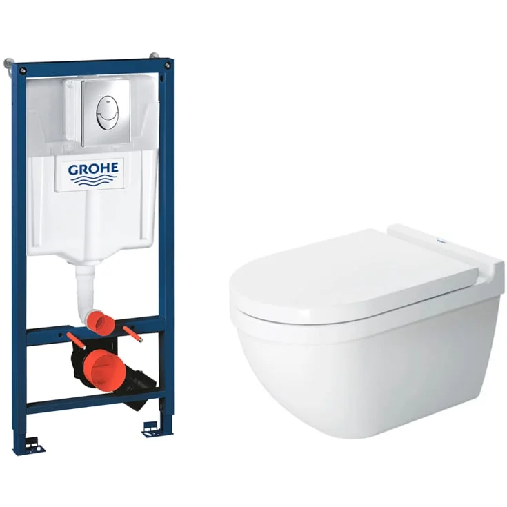 Duravit Starck 3 komplet vegghengt toalettpakke, hvit/krom | Pakke15