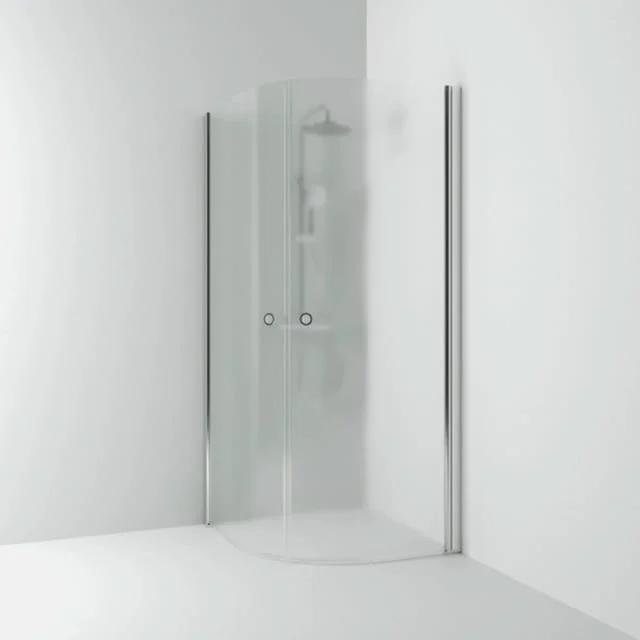 Svedbergs Skoga dusjhjørne halvrund, 90x80 cm, frostet glass, alu blank profil | 60608489