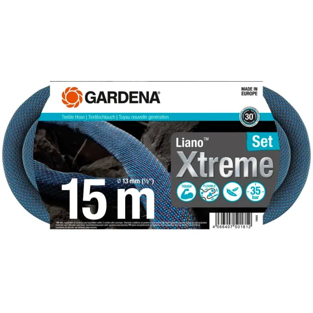 Gardena Liano Xtreme hageslange, trykkbestandig, 13 mm, 15 m, komplett sett | 18465-20 Gardena Liano Xtreme hageslange, trykkbestandig, 13 mm, 15 m, komplett sett | 18465-20
