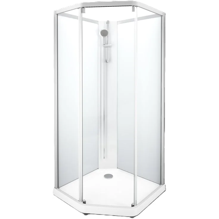 Showerama Classic dusjkabinett, 90×80 cm, aluminium profil, klart/frostet glass | 558914001 Showerama Classic dusjkabinett, 90×80 cm, aluminium profil, klart/frostet glass | 558914001