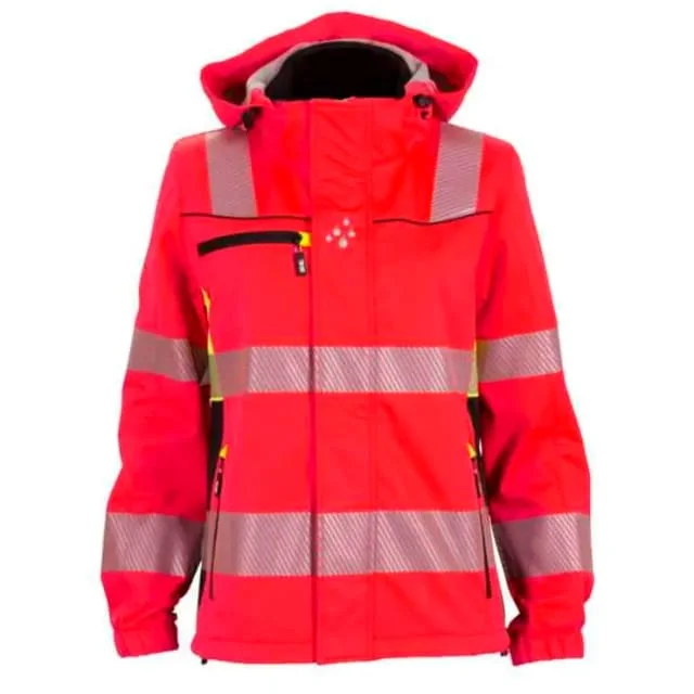 Bekken & Strøm Gjøvik softshelljakke, HiVis kl.3, dame, str. S, rød/sort | 27302574