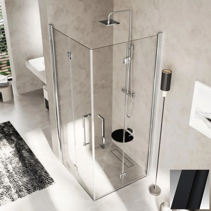 Novellini Young 2.0 2GS foldedør venstre, 59-61 cm, klart glass, sort matt profil | Y22GS59LS-1H