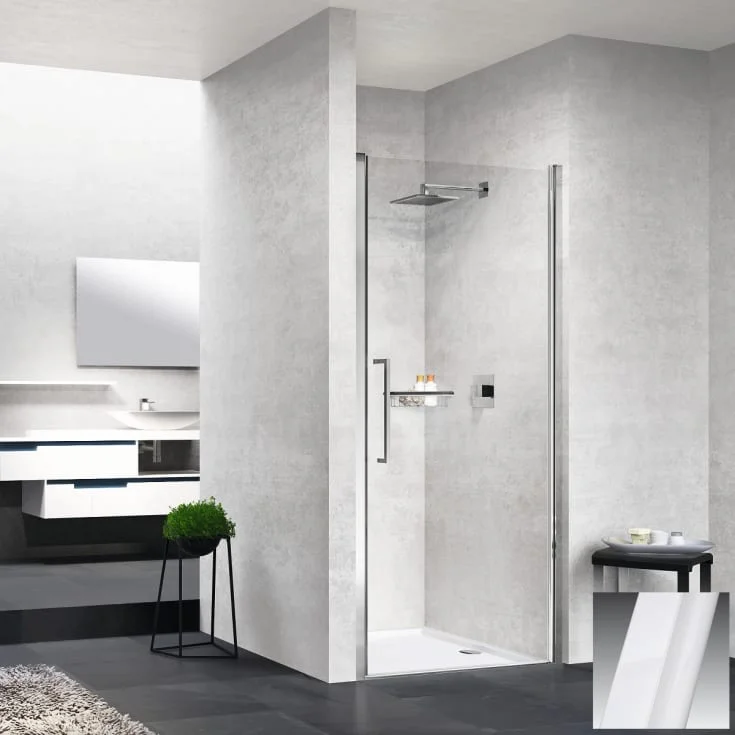 Novellini Young 2.0 1B slagdør for nisje, 72-76 cm, klart glass, hvit matt profil | Y21B72-1U