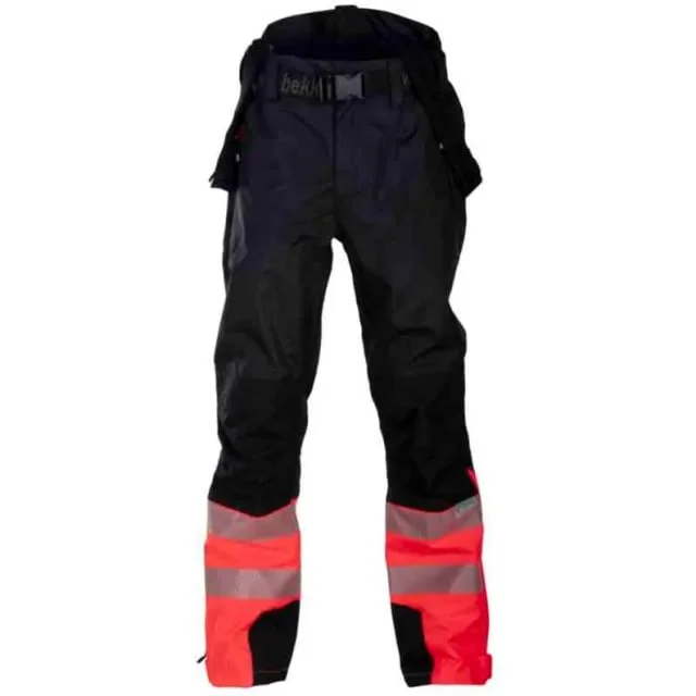 Bekken & Strøm Halten Extreme skallbukse, HiVis kl.1, unisex, str. 2XL, sort/rød | 607187