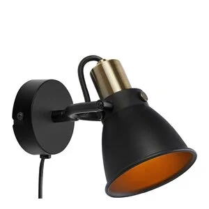 Alton vegglampe 20 cm svart/messing v:4463544 Alton vegglampe 20 cm svart/messing v:4463544