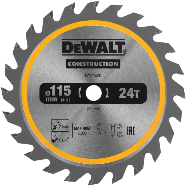 DeWalt Construction sirkelsagklinge, Ø115/10 mm, 24 tenner | 611241 DeWalt Construction sirkelsagklinge, Ø115/10 mm, 24 tenner | 611241