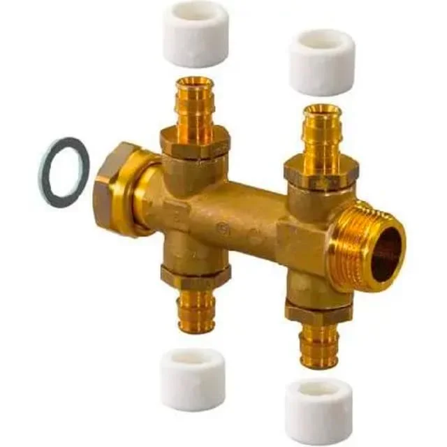 Uponor Aqua Plus Q&E samlestokk 3/4", 2+2 avgreninger med 15 mm kobling | 1026084