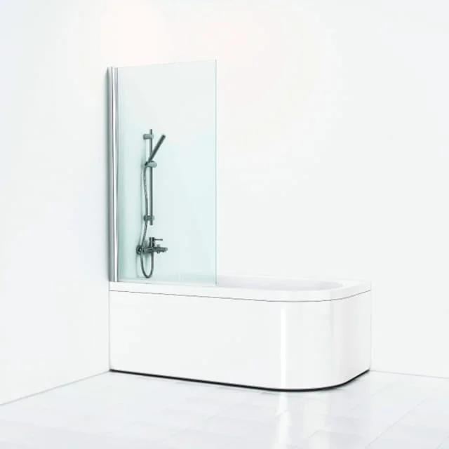 Svedbergs Skoga badekarvegg rett, 80 cm, klart glass, alu blank profil | 63000480
