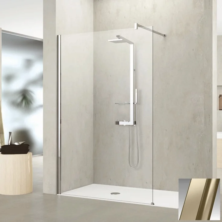Novellini Kuadra H fastvegg, 107-110 cm, klart glass, børstet bronse profil | KUADH110-1Q