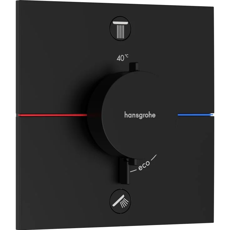 Hansgrohe ShowerSelect Comfort E dusjtermostat, med 2 uttak, matt sort | 15572670 Hansgrohe ShowerSelect Comfort E dusjtermostat, med 2 uttak, matt sort | 15572670