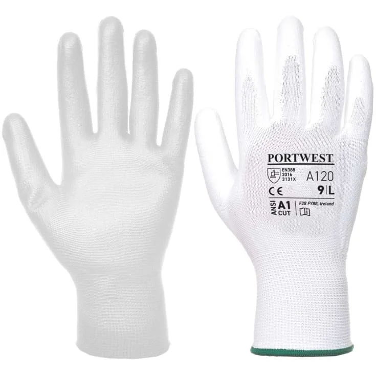 Portwest A120 arbeidshansker, hvit, str. M/8 | A120WHR_M/8