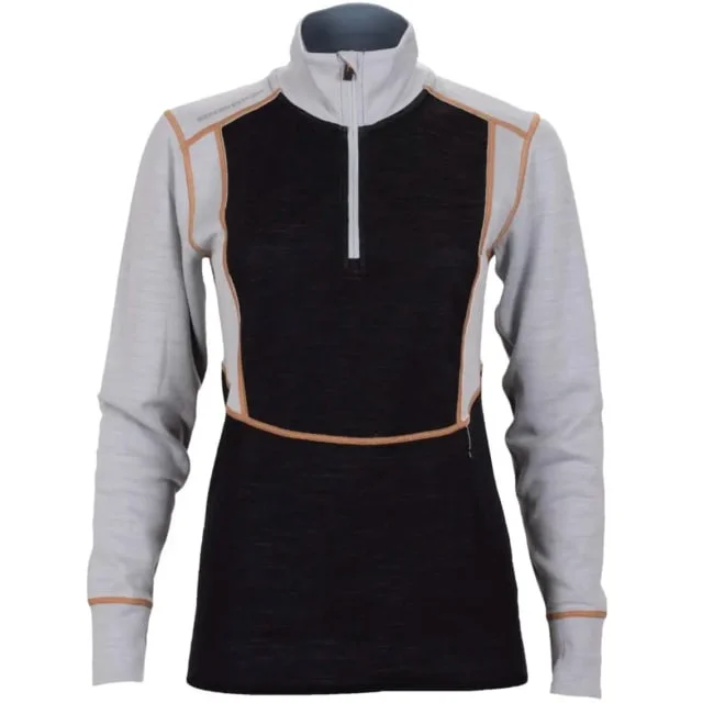 Bekken & Strøm Polo Majavatn 2L merino undertrøye, dame, str. M, sort/grå | 612643
