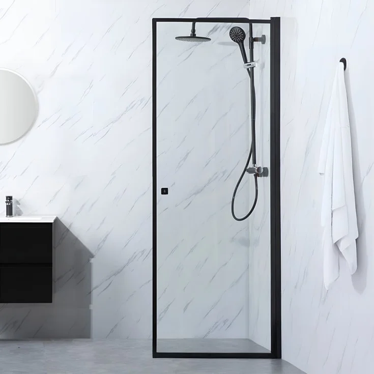 Bathlife Profil dusjdør, 100 cm, klart glass, sort profil | 401053421