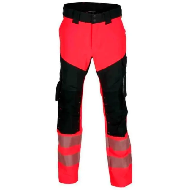 Bekken & Strøm Lillehammer arbeidsbukse, HiVis kl.1, unisex, str. C66, rød/sort | 609192