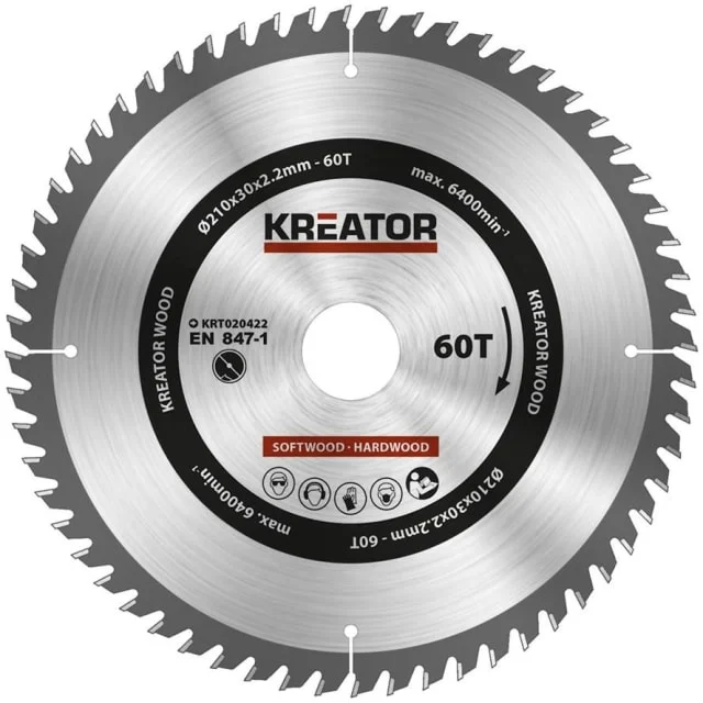 Kreator Sagblad for sirkelsag 60 tenner – Ø210 mm | KRT020422 Kreator Sagblad for sirkelsag 60 tenner – Ø210 mm | KRT020422